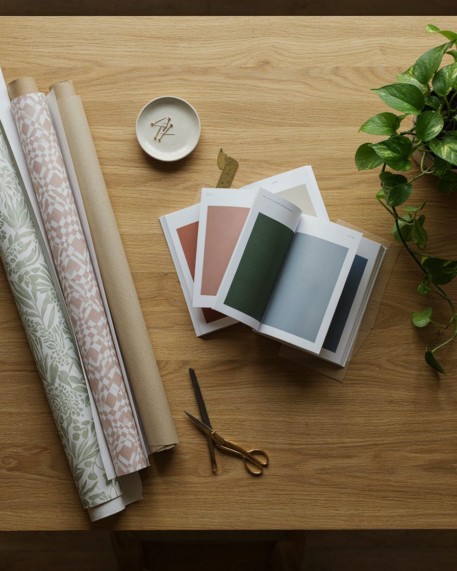 Rollos y muestrarios de papel pintado