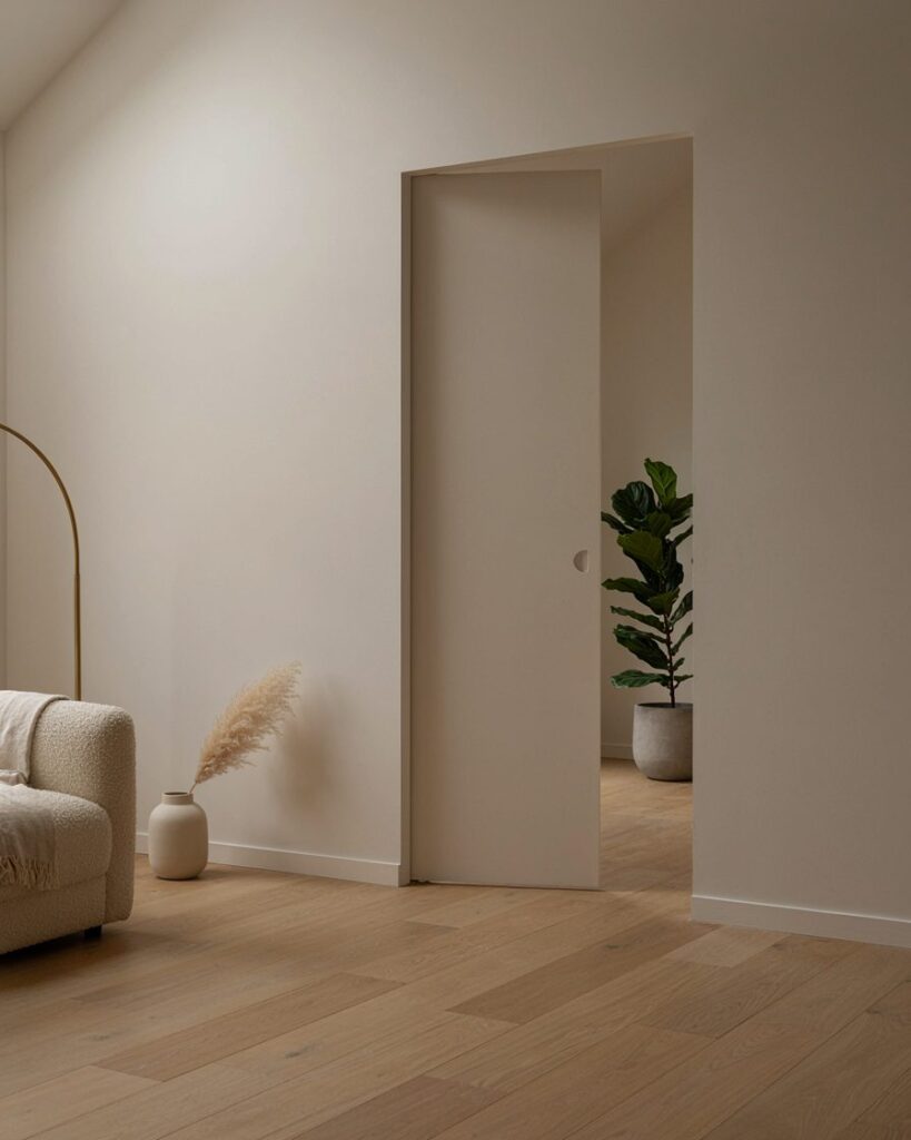 Puerta filomuro en la pared de un salón