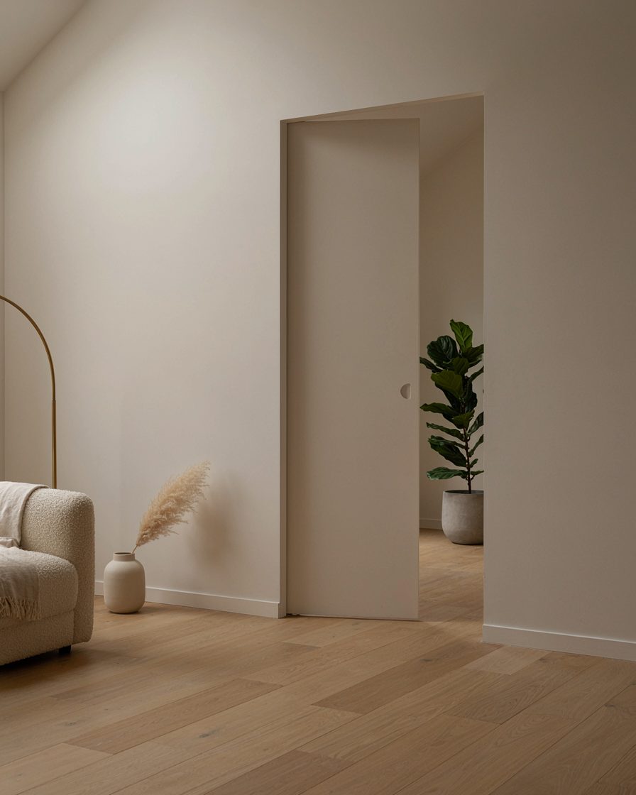 Puerta filomuro en la pared de un salón